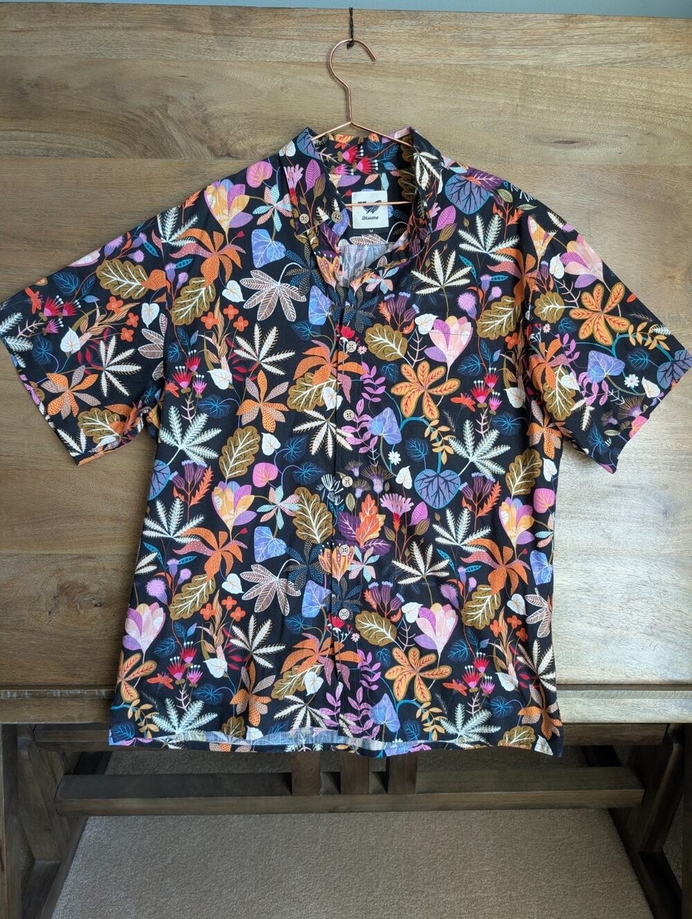 NWOT Yiume Hawaiian Shirt Mens M Multi Floral Short Sleeve Collared Button Down